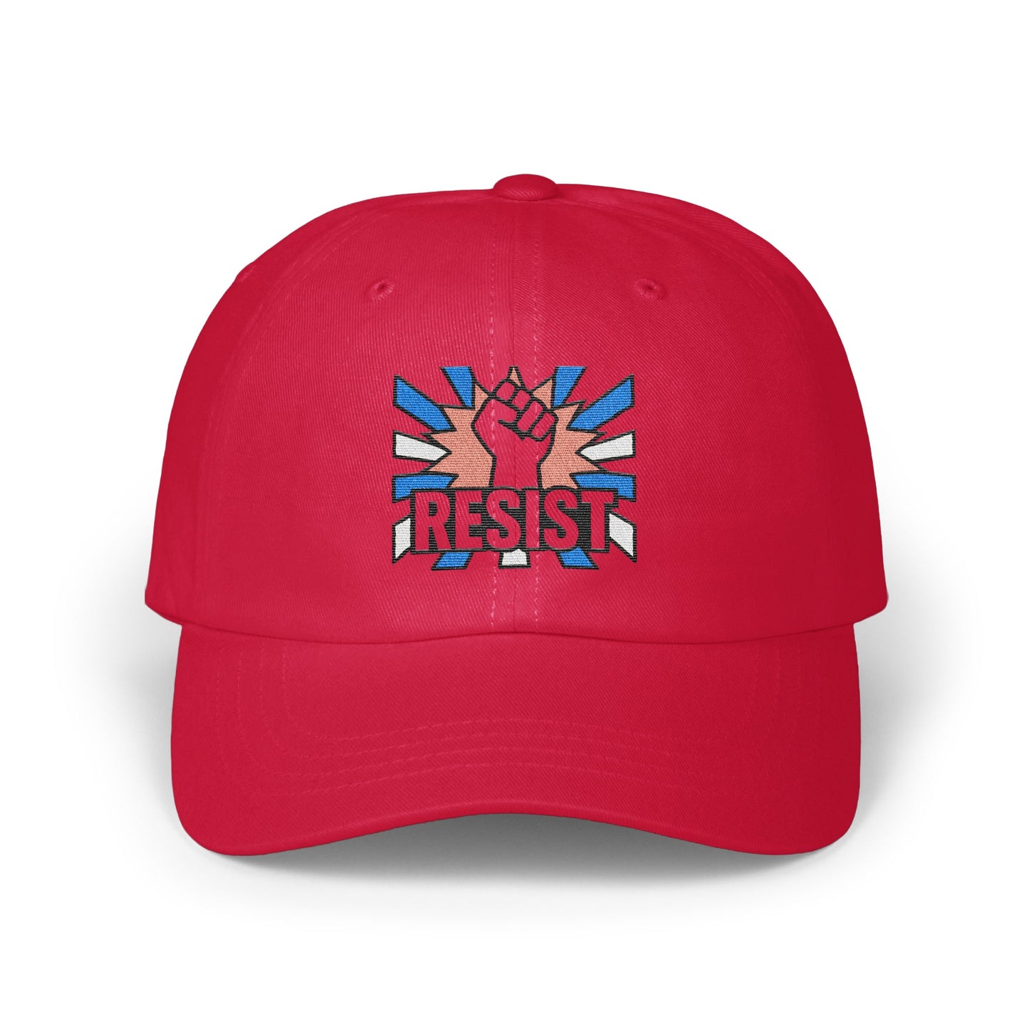Red Baseball Cap with Resist Fist Embroidery product