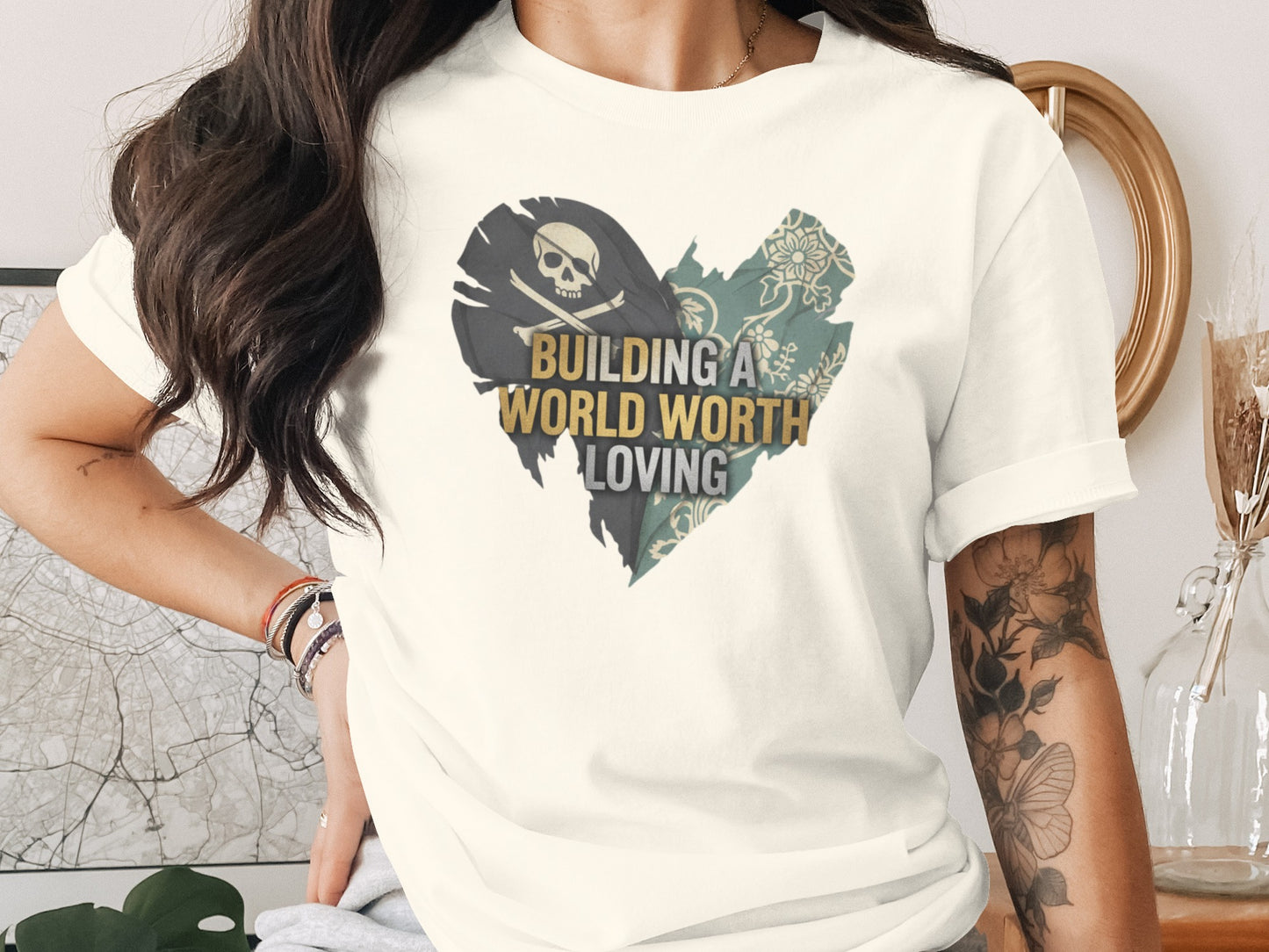 Building a World Worth Loving Heart Print Shirt