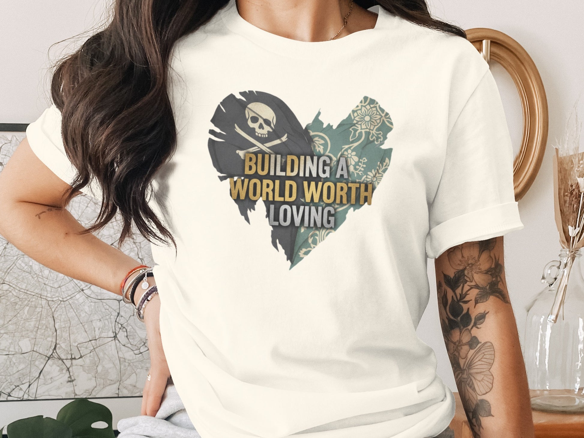 Building a World Worth Loving Heart Print Shirt