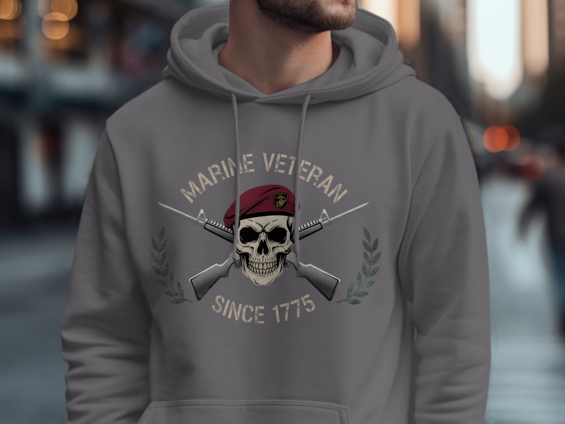 Marine Veteran Since 1775 Hoodie with Skull and Swords