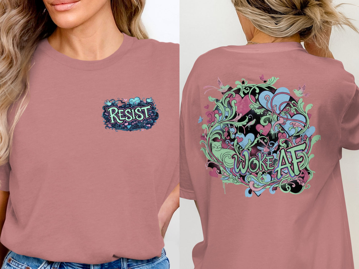 Resist Woke AF Graphic Tee with Intricate Designs