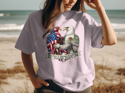 Protect Immigrants Foster Peace Graphic T-shirt product