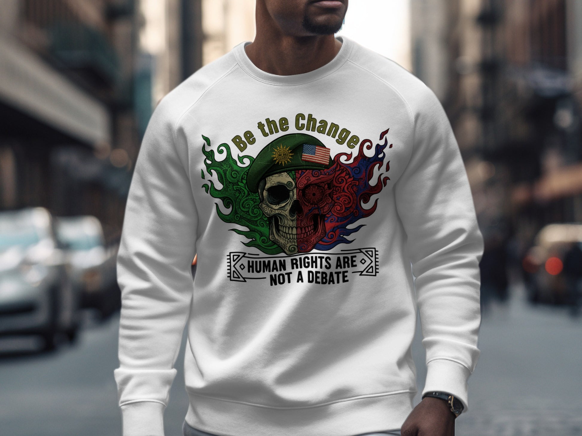Be the Change Skull Human Rights Are Not a Debate