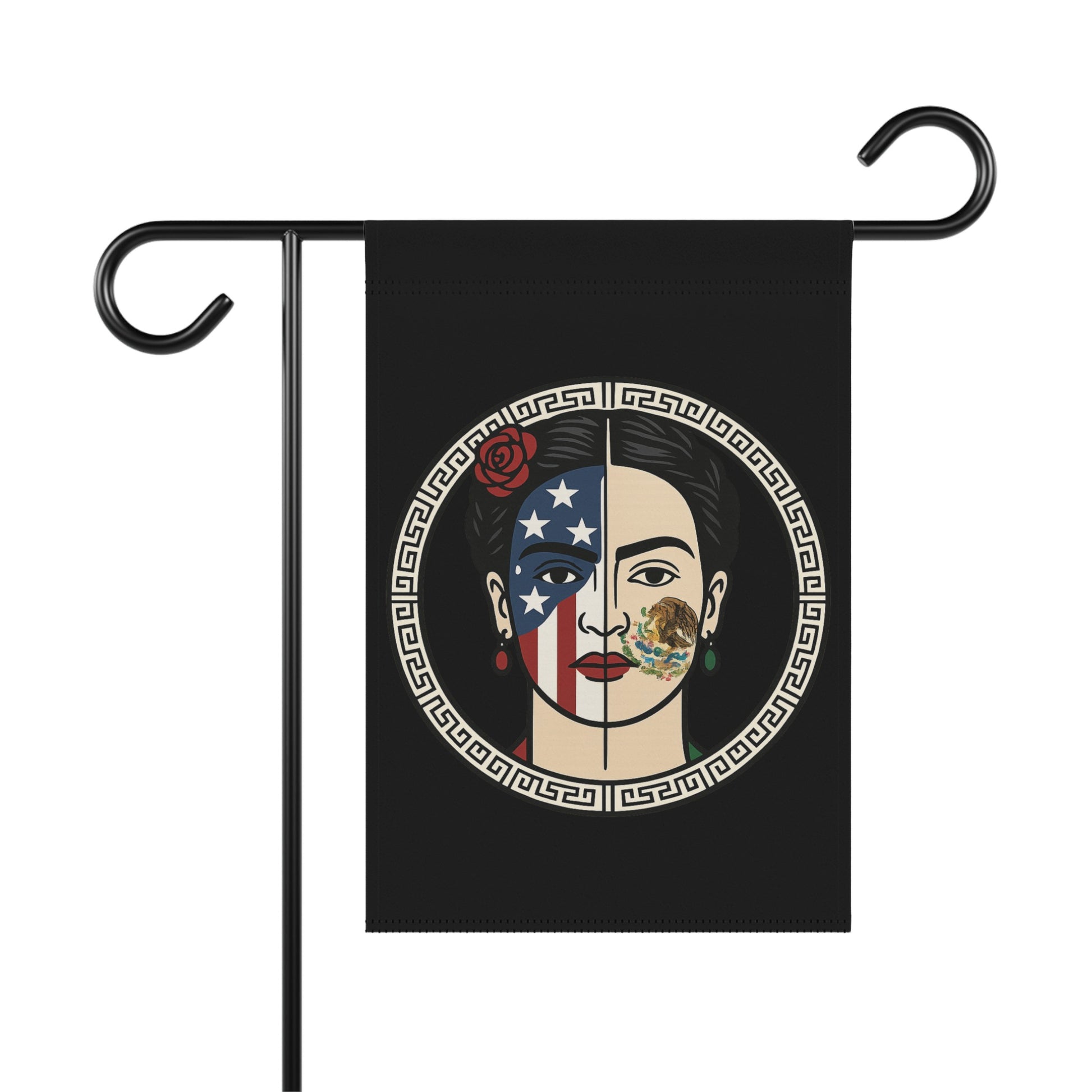 Bifacial Portrait Garden Flag Half US Half Mexican Design