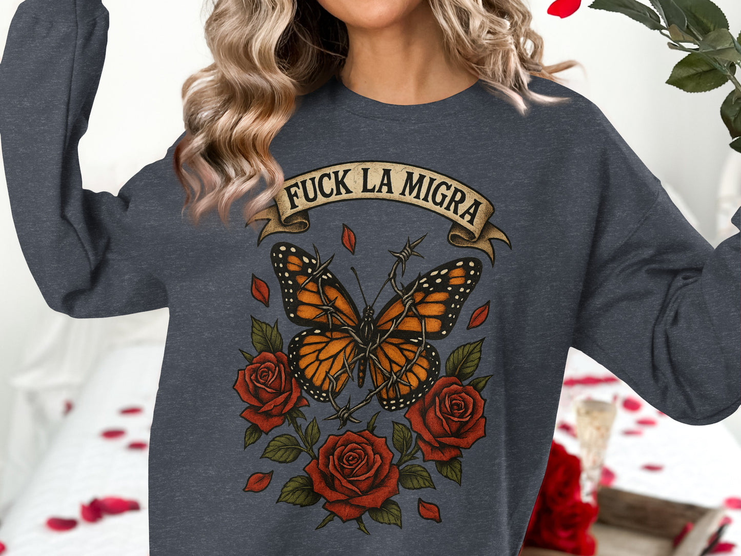 F*** La Migra Butterfly and Roses Long Sleeve product type