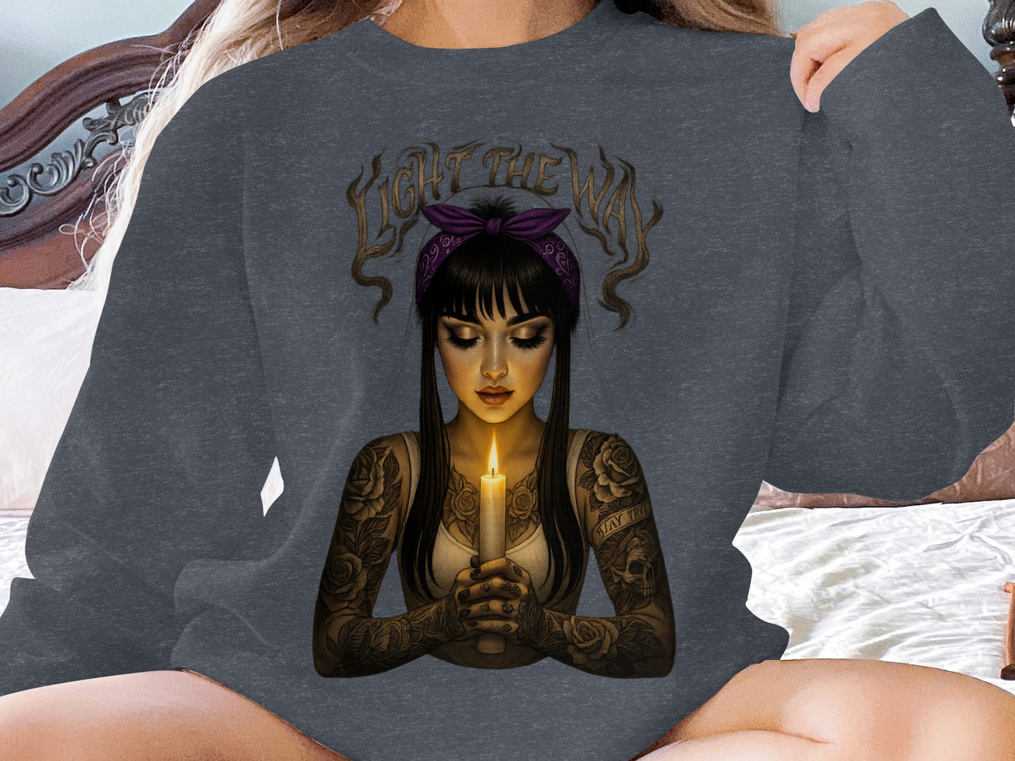 Light the Way with Candle Graphic Sweatshirt product type