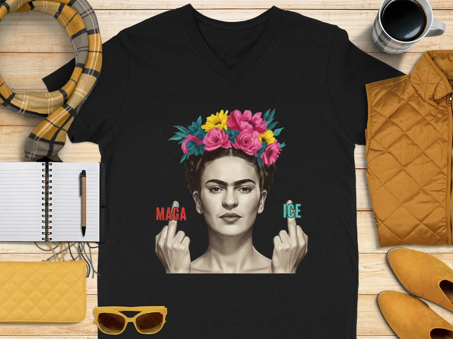 Powerful Frida Kahlo Middle Fingers Short Sleeve Shirt