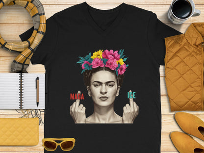 Powerful Frida Kahlo Middle Fingers Short Sleeve Shirt