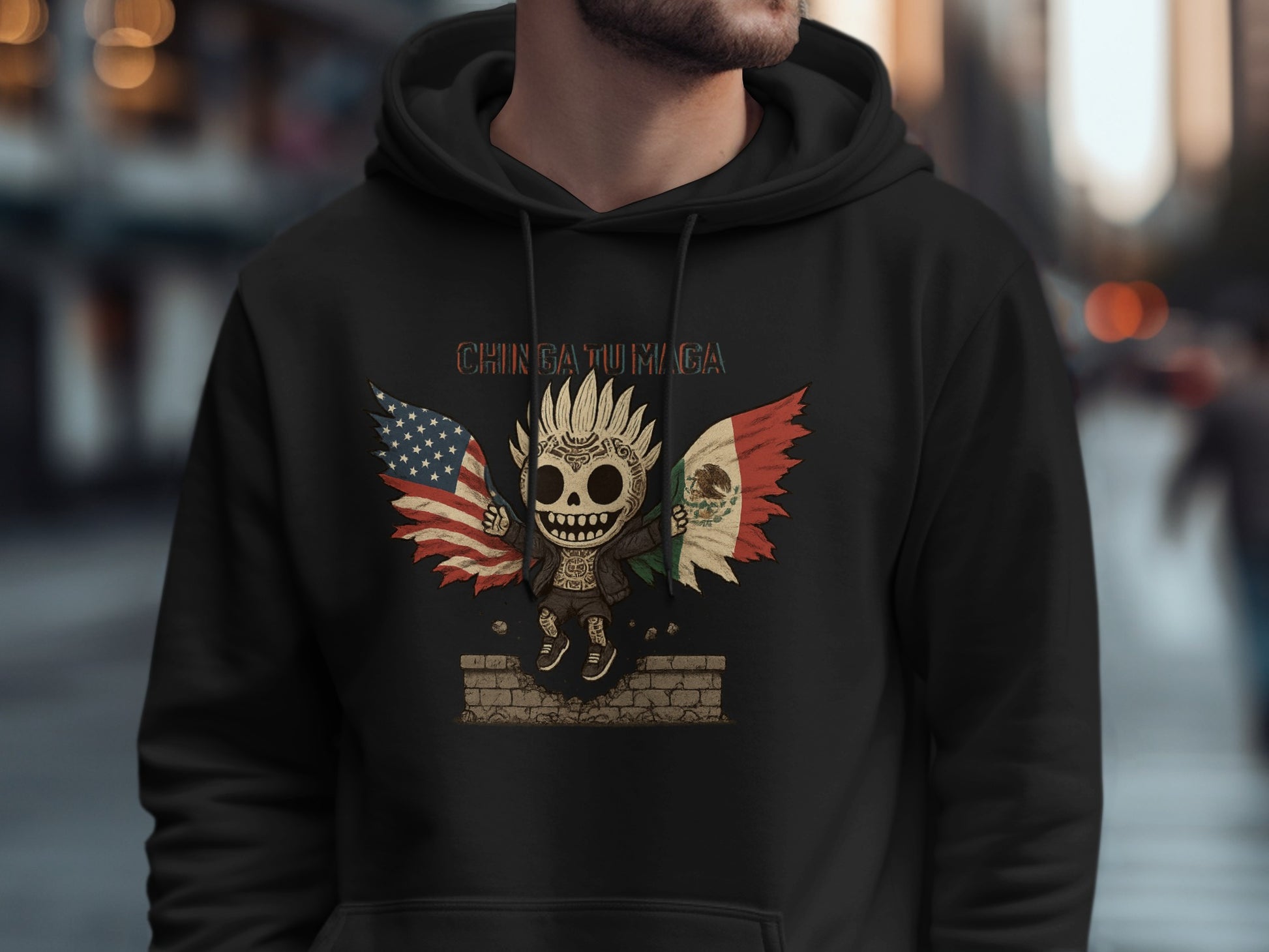 Chinga Tu Miga Skull with Flags Artistic Hoodie product