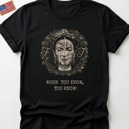 Frida Kahlo Inspired Art T-Shirt, Mexican American Cultural Design Tee, Faith Democracy Truth Statement Shirt, When You Know You Know Gift