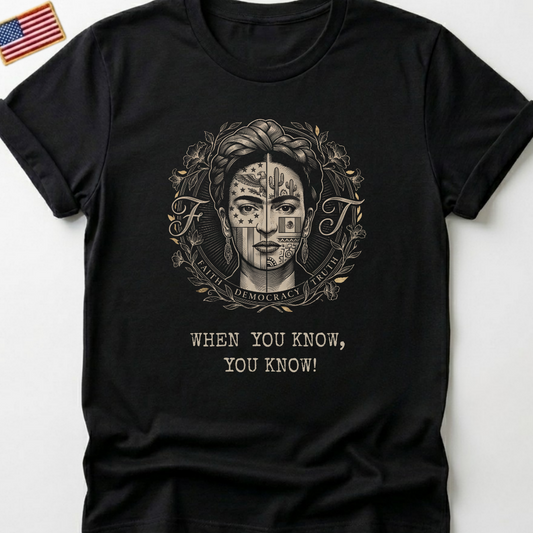 Frida Kahlo Inspired Art T-Shirt, Mexican American Cultural Design Tee, Faith Democracy Truth Statement Shirt, When You Know You Know Gift