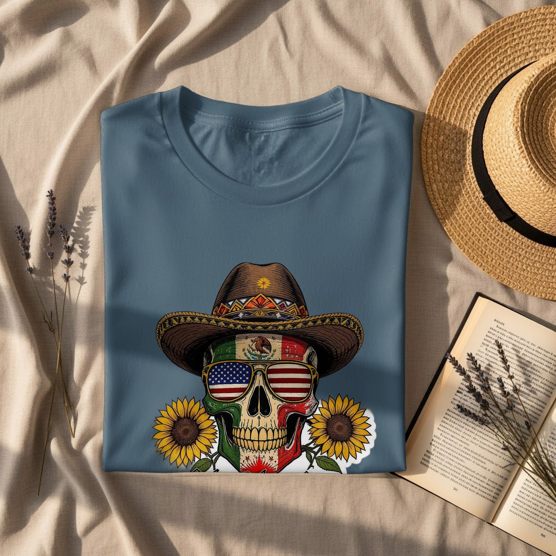 Western Sunflower Skull Design Casual Shirt product