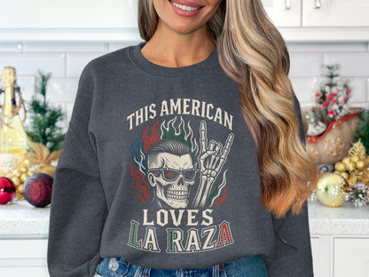 This American Loves La Raza Stylish Graphic Sweatshirts