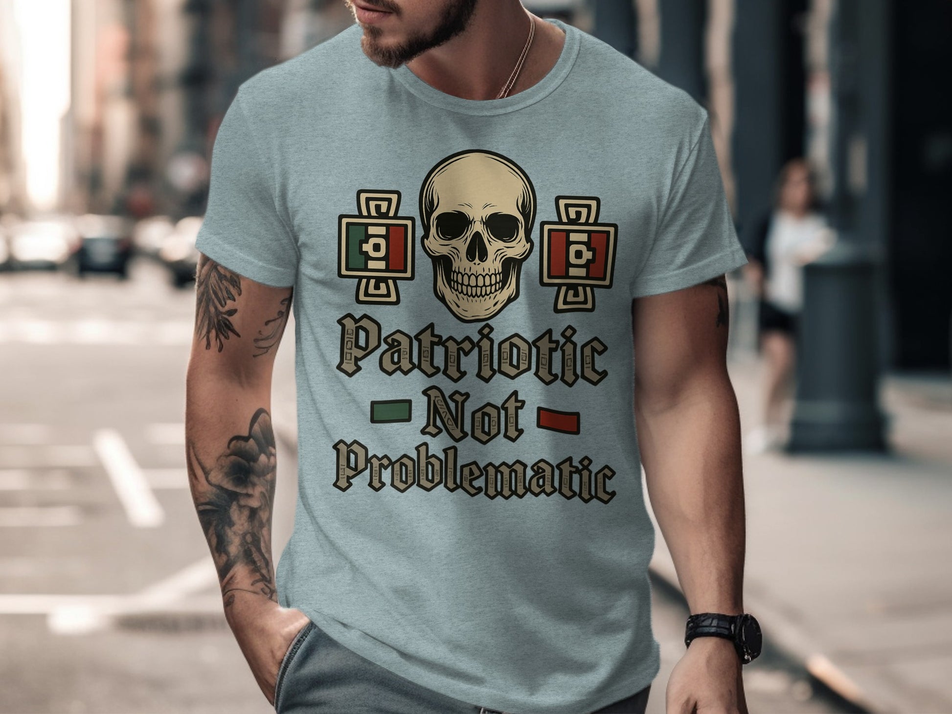 Patriotic Not Problematic Skull Graphic Tee