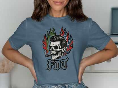 Vintage Style FDT Skull Flames Graphic T-shirt product
