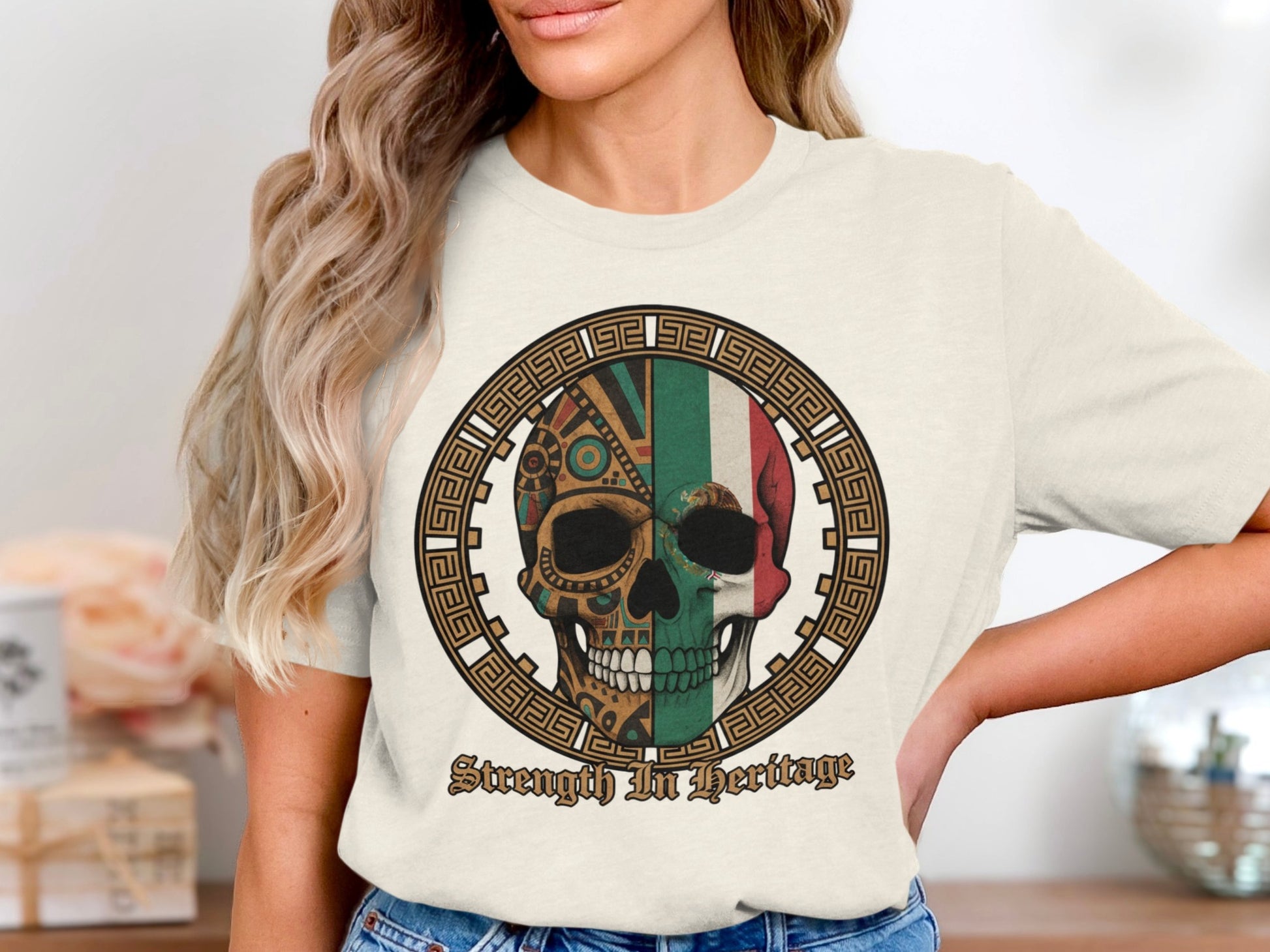 Strength In Heritage Skull Design T-Shirt
