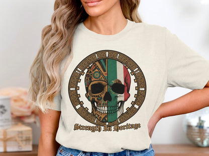 Strength In Heritage Skull Design T-Shirt
