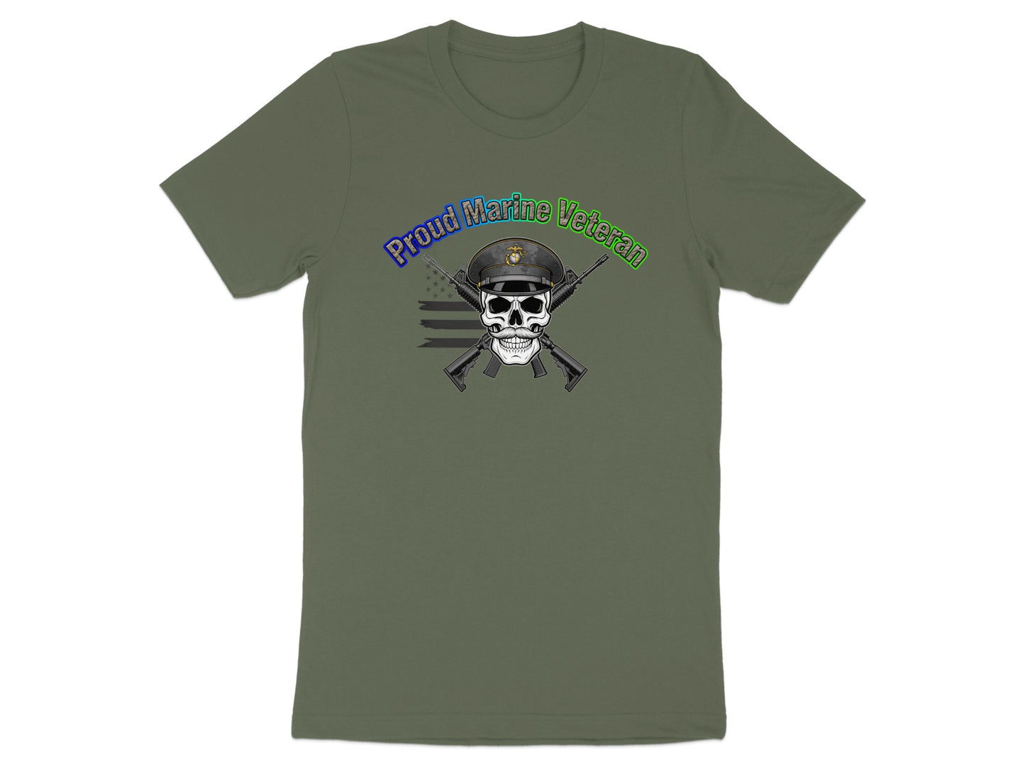 Proud Marine Veteran Skull Graphic T-shirt