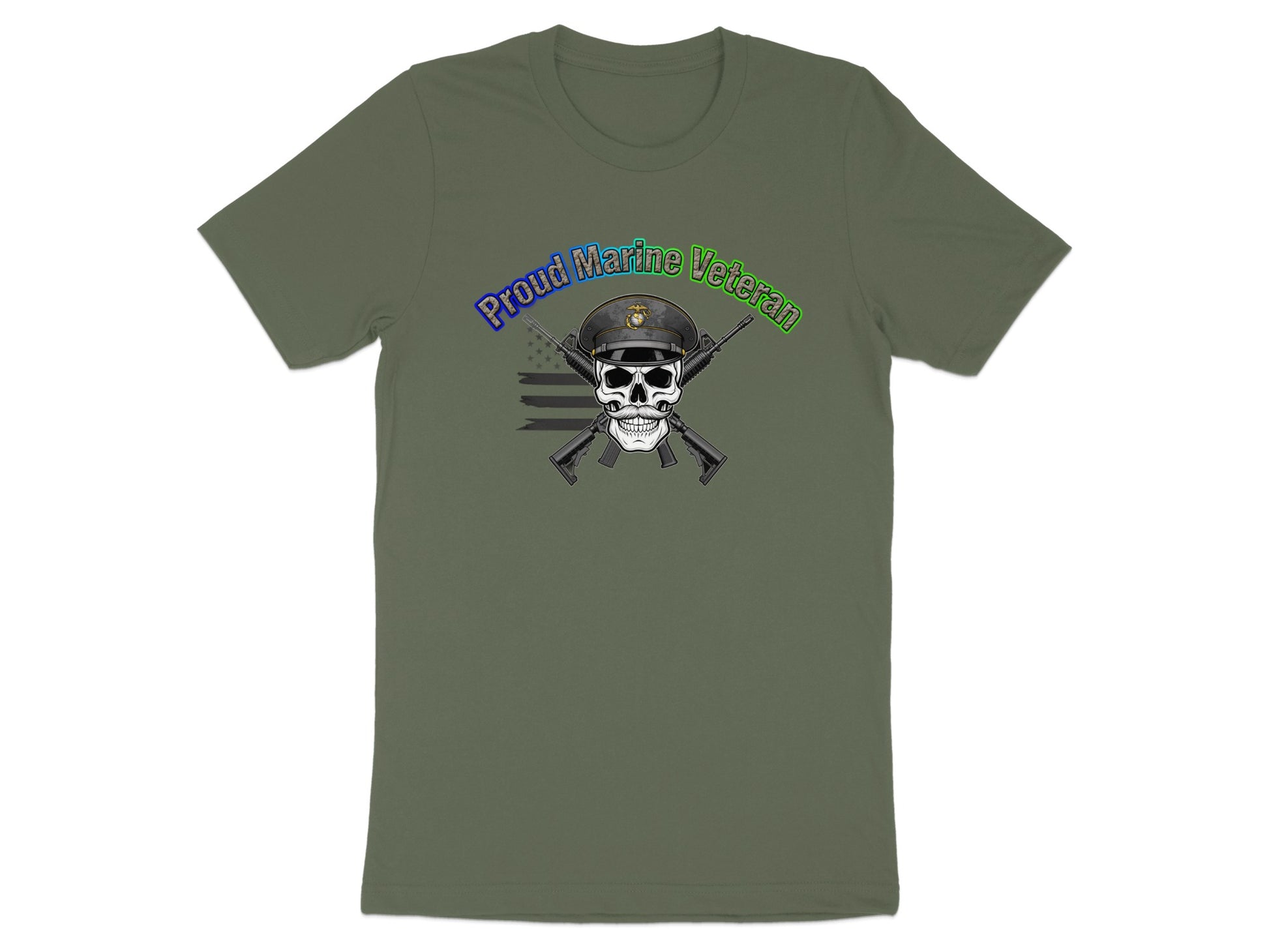 Proud Marine Veteran Skull Graphic T-shirt