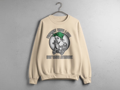 Protest With Love But With Attitude printed sweater