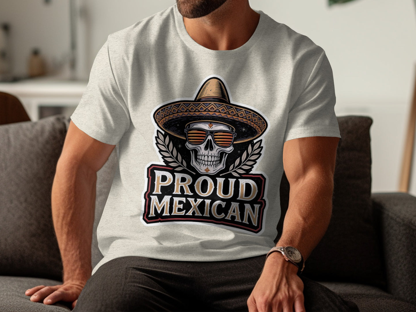 Proud Mexican Skull with Sombrero T-shirt product