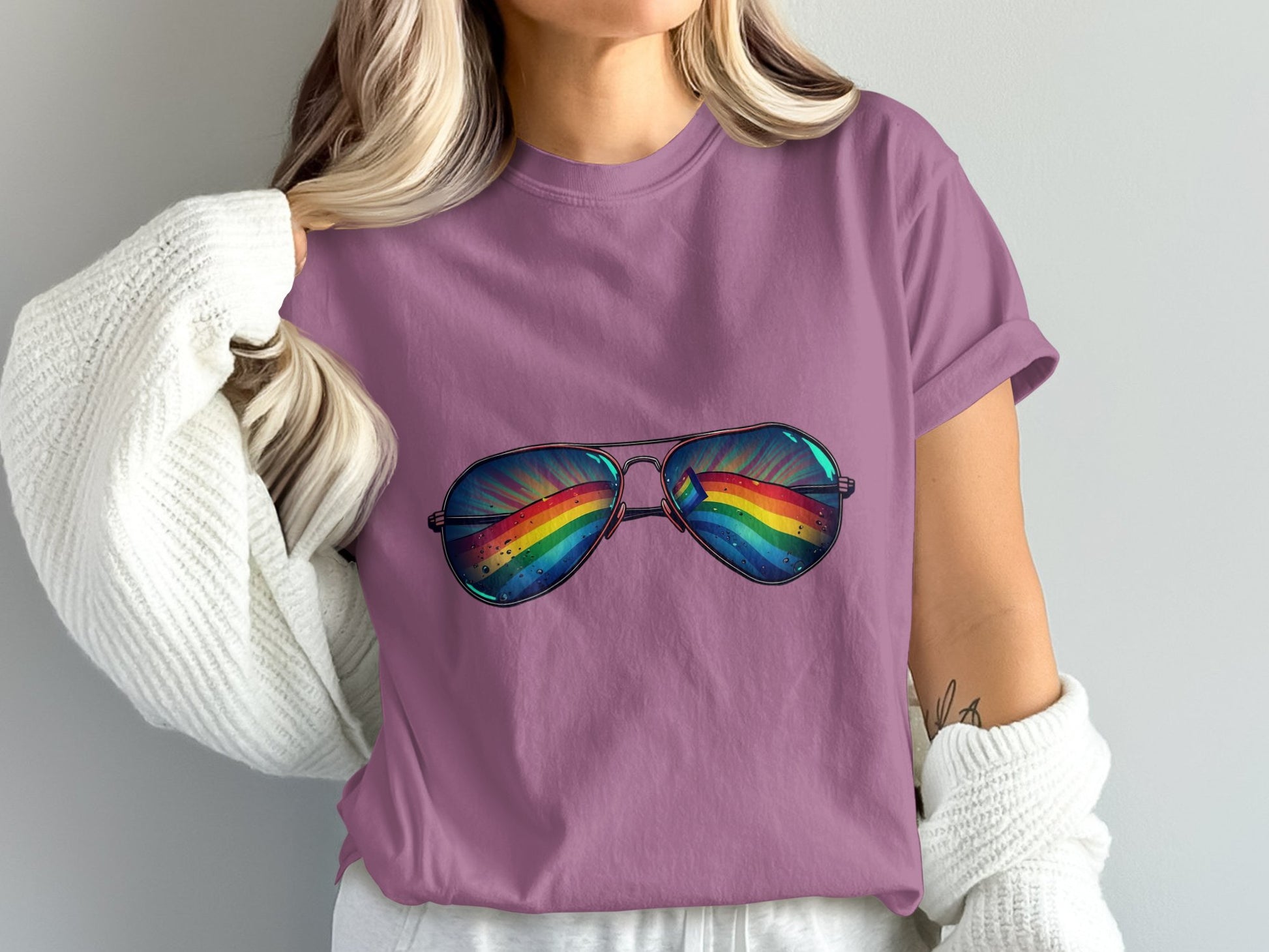 Women Wearing Rainbow Sunglasses Graphic T-shirt product