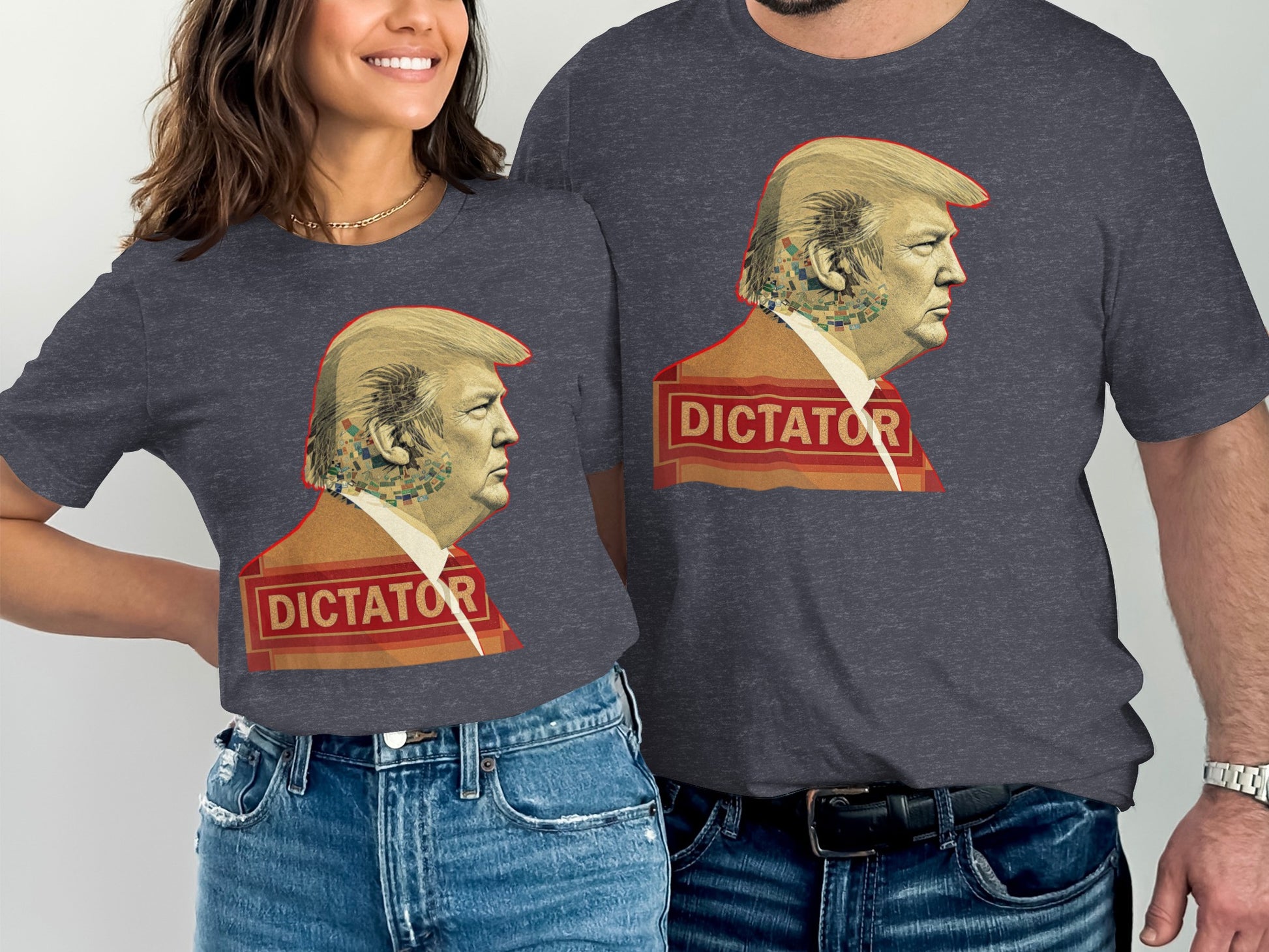 Graphic Trump Dictator Design Charcoal Gray Shirt product type