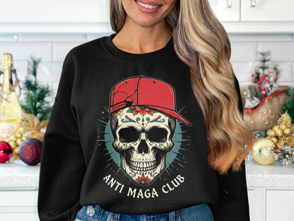 Anti Maga Club Skull with Red Hat Graphic Sweatshirt product