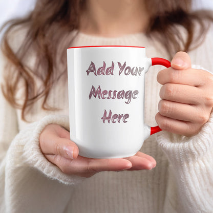Customizable White Mug with Red Handle Personalize Product