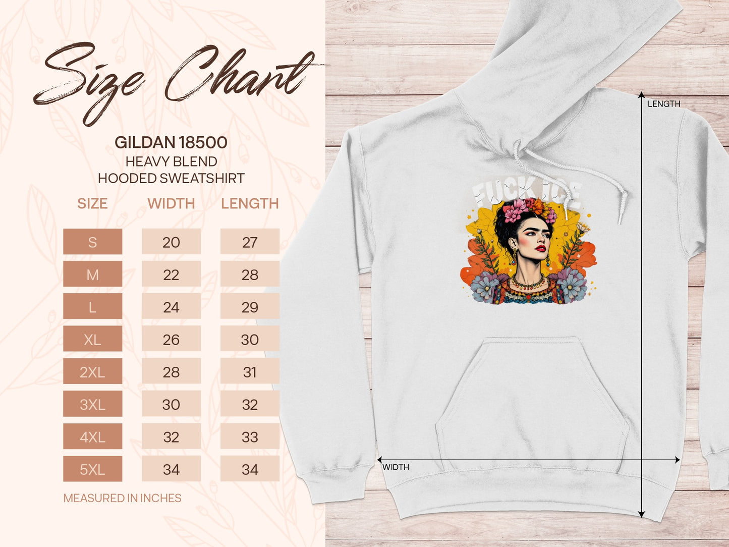 Frida Kahlo Artistic Sweatshirt Including Size Chart product