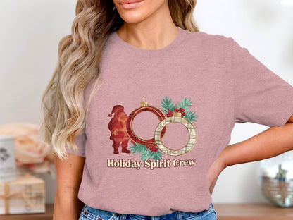 Festive Holiday Spirit Crew Graphic T-Shirt