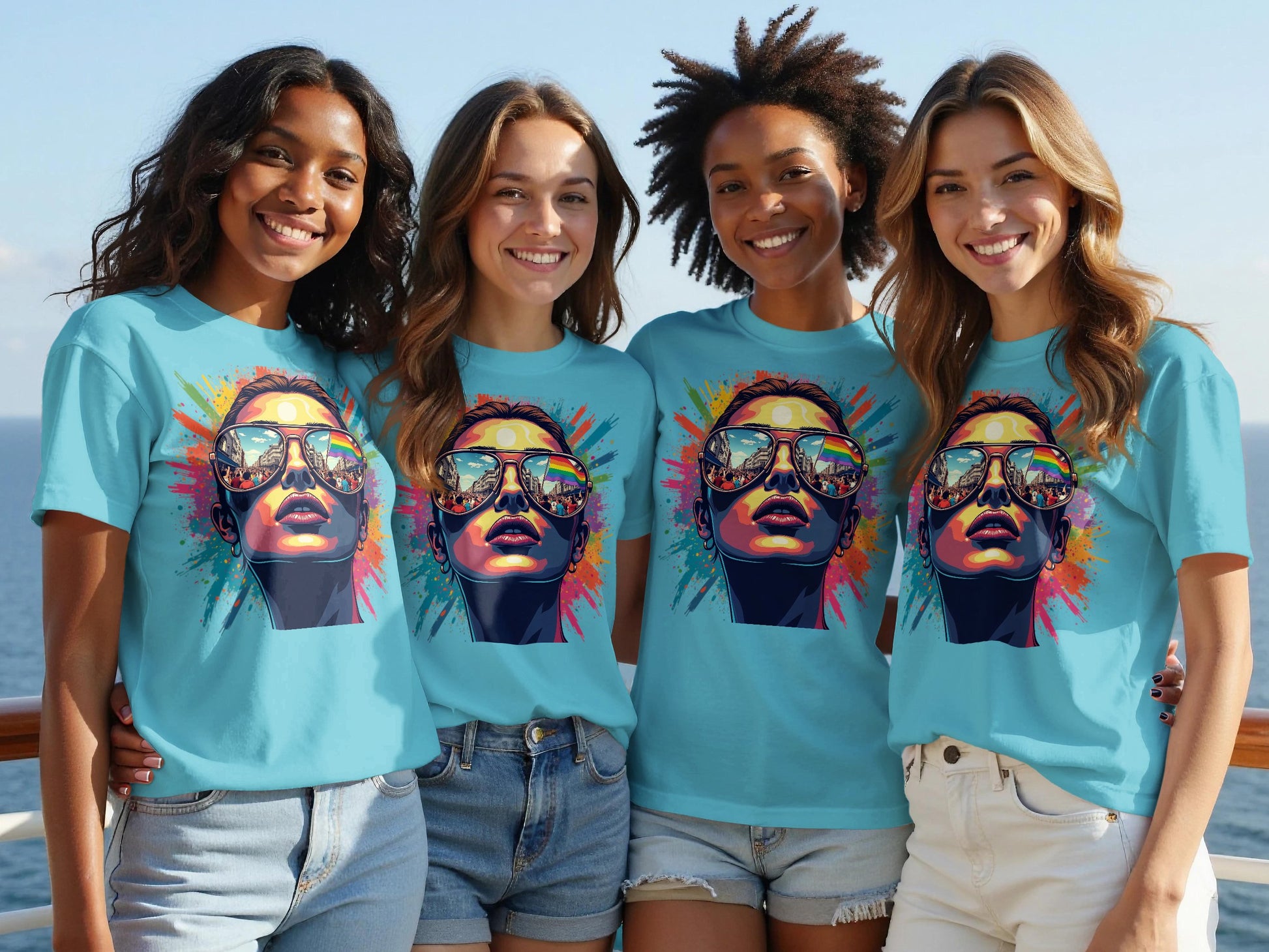 Colorful Artistic Sunglasses Woman Design T-shirt product