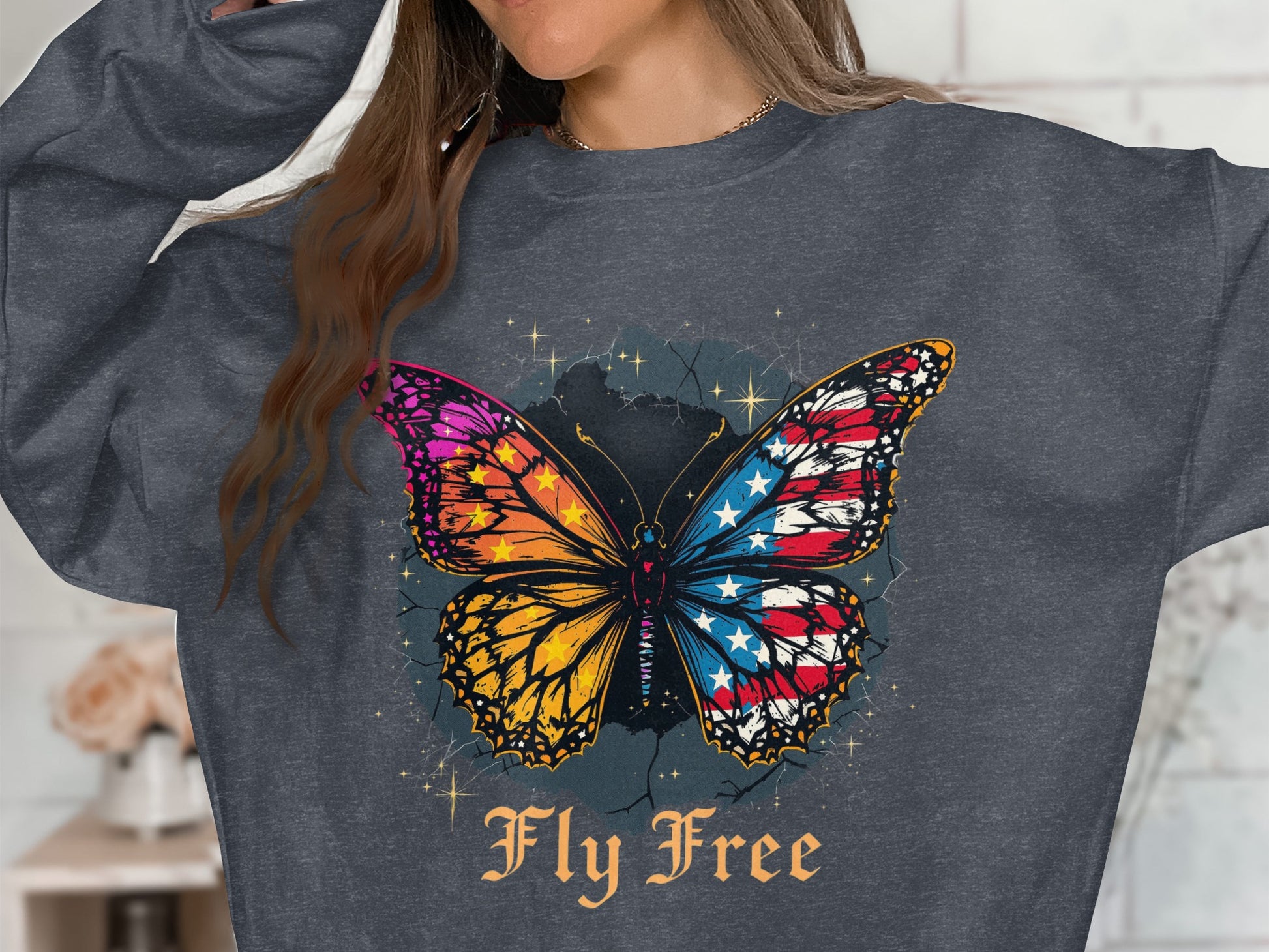Colorful Fly Free Butterfly Themed Sweatshirt product