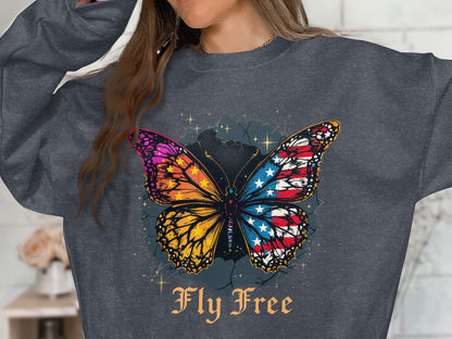 Colorful Fly Free Butterfly Themed Sweatshirt product