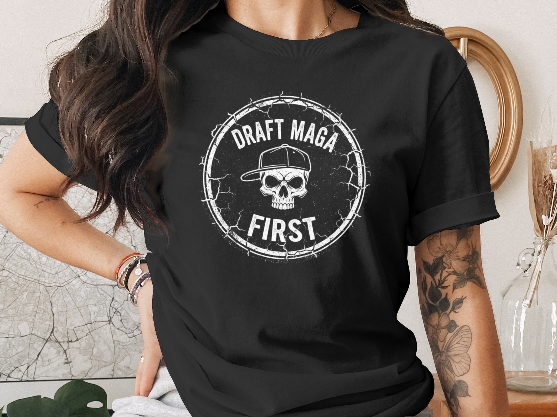 Draft Maga First Skull Graphic T-Shirt