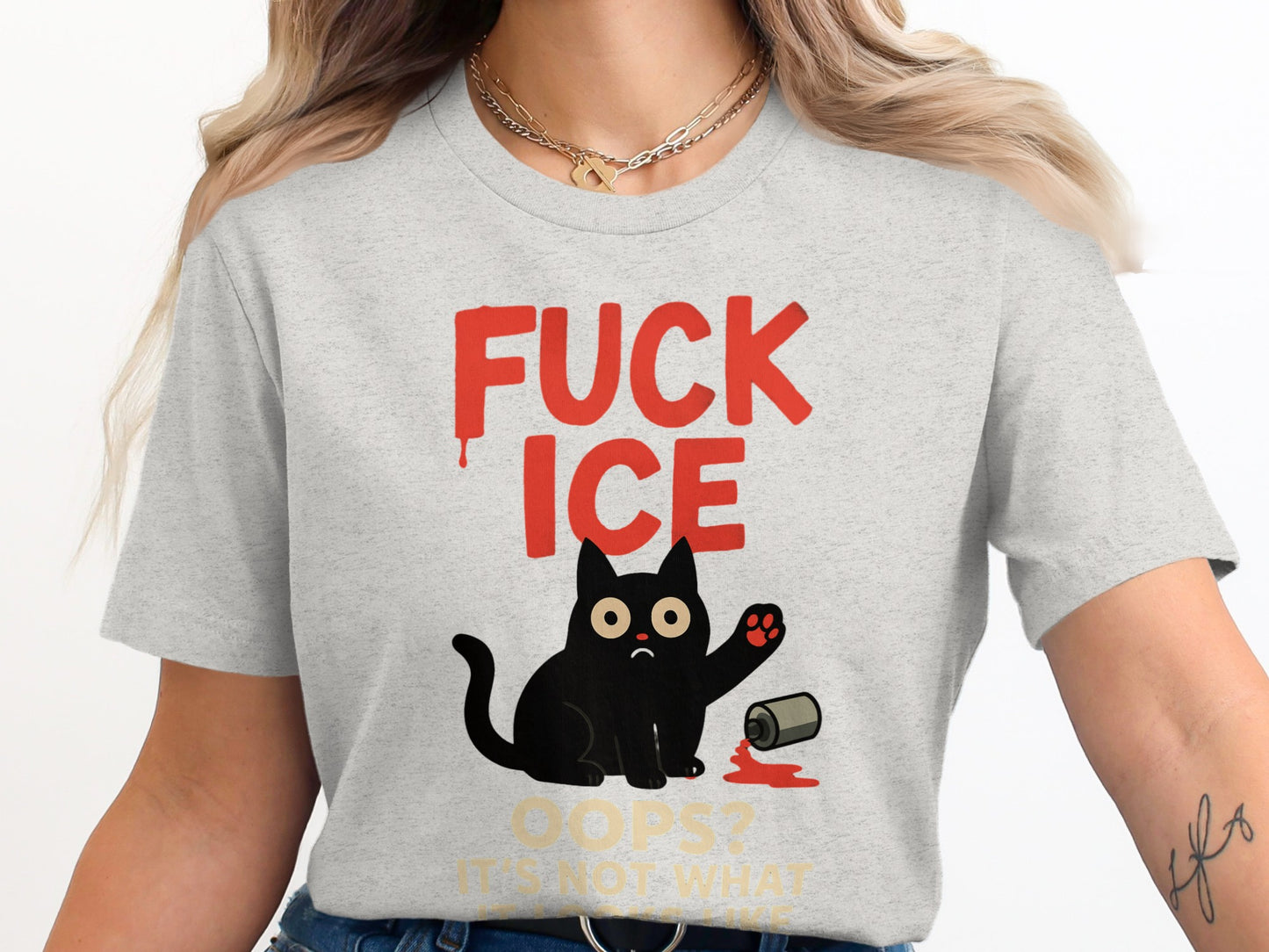 Funny Black Cat Print Statement T-shirt product type
