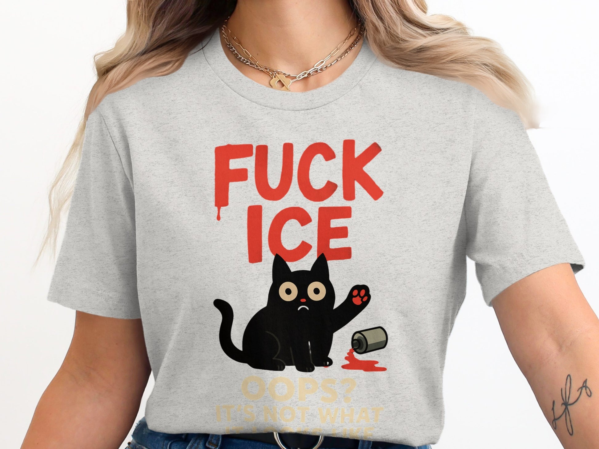 Funny Black Cat Print Statement T-shirt product type