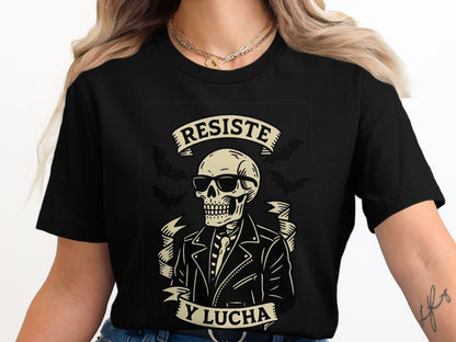 Resiste y Lucha Skull Design Dark T-shirt product type