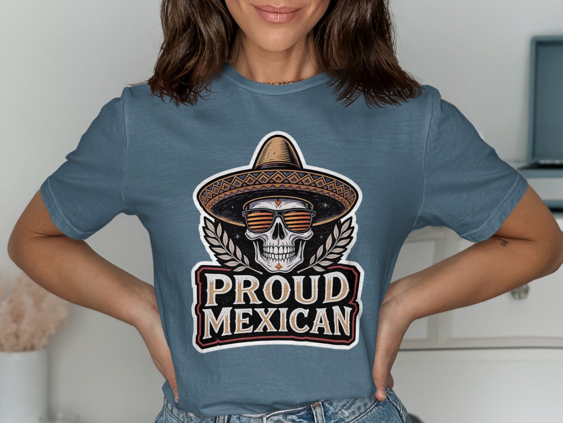 Proud Mexican Skull Sombrero T-Shirt Product