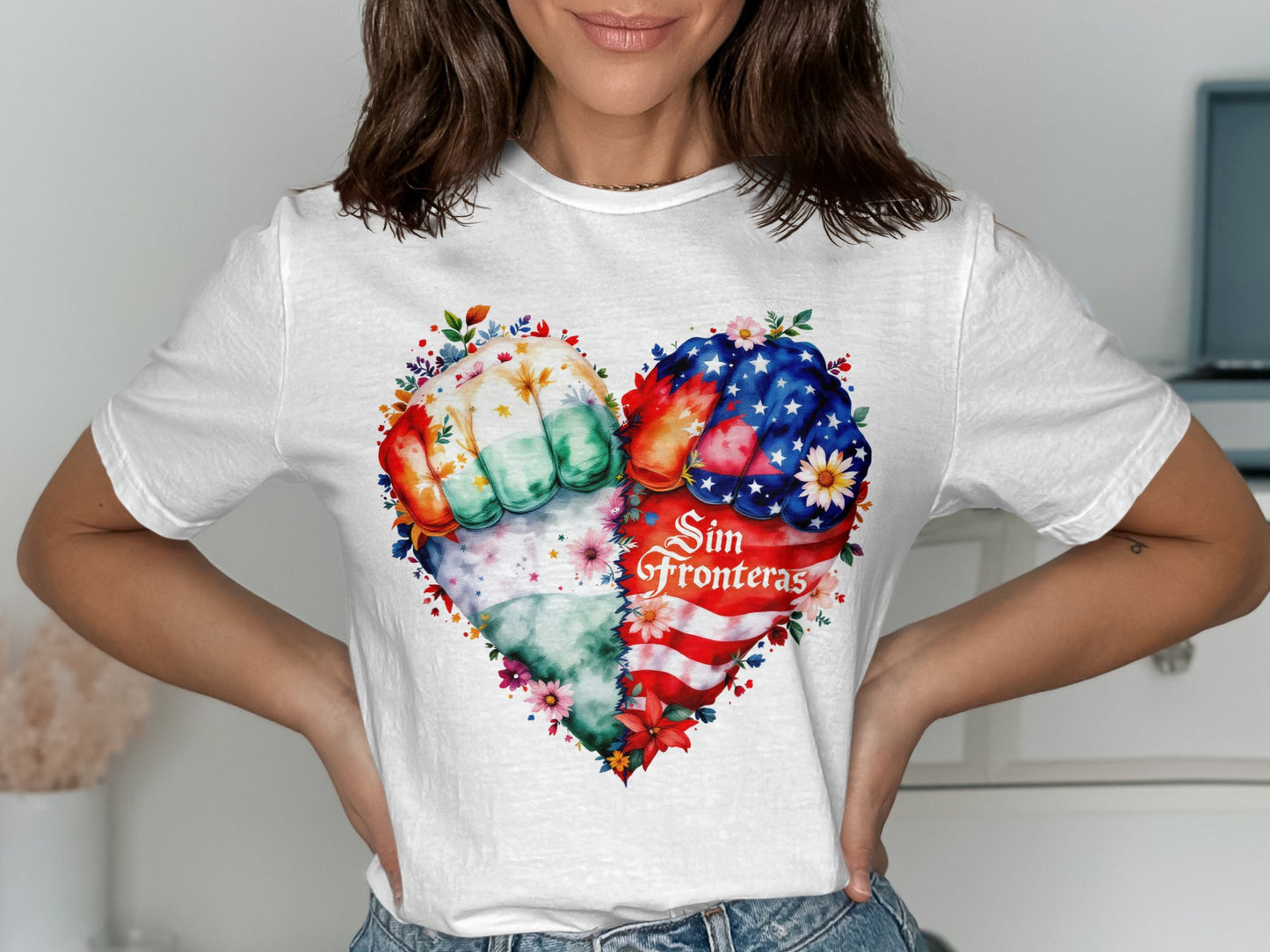 Sin Fronteras Fist Heart Graphic T-Shirt product