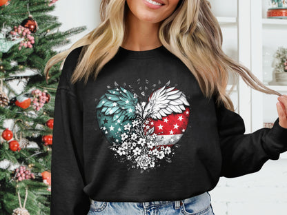 Christmas Heart Wing Floral Graphic Womens Sweatshirt product type