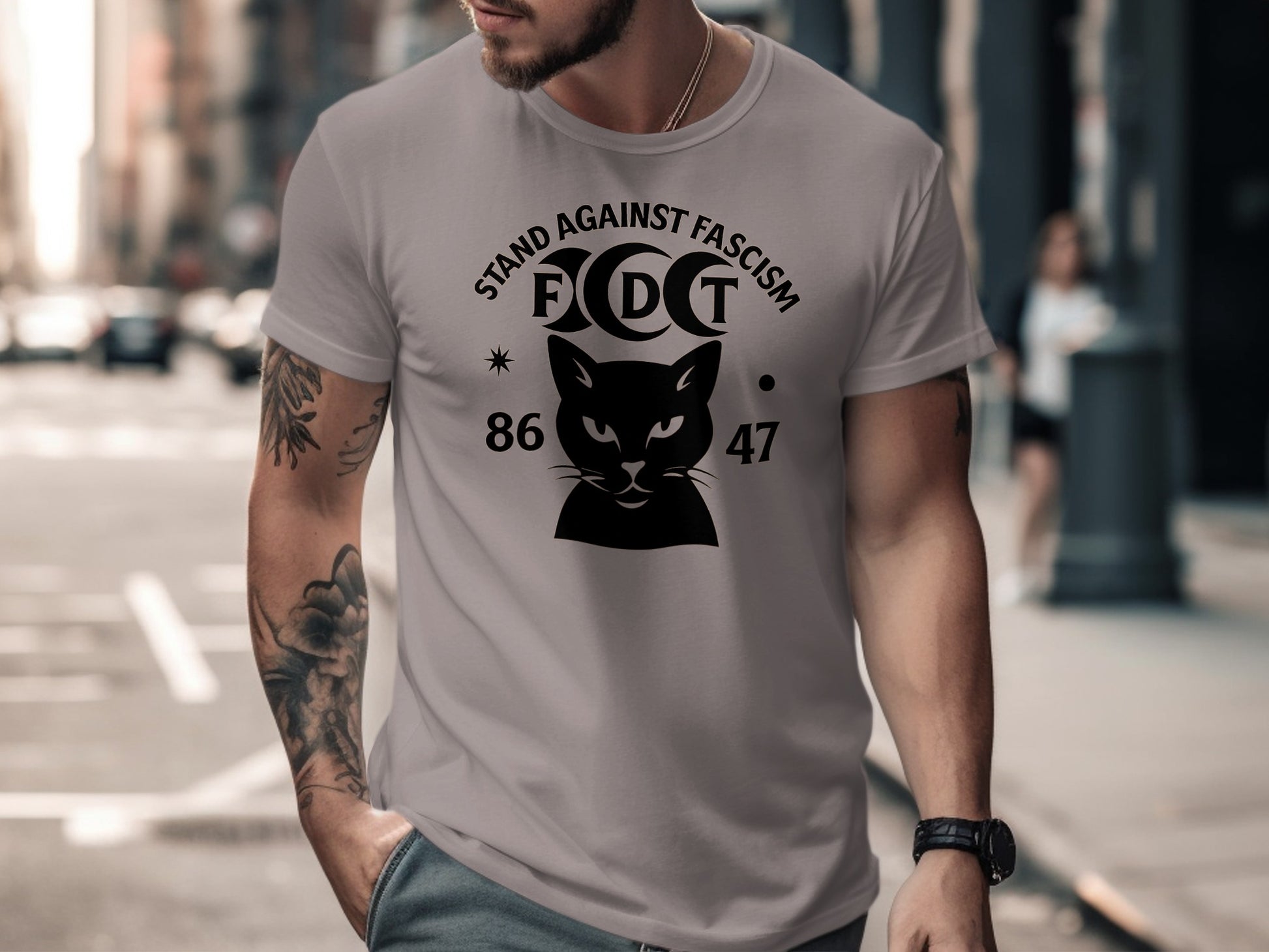 Stand Against Fascism 86 47 Cat Graphic Shirt