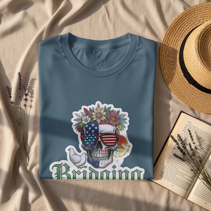Patriotic Skull with Floral Crown Design Shirt product