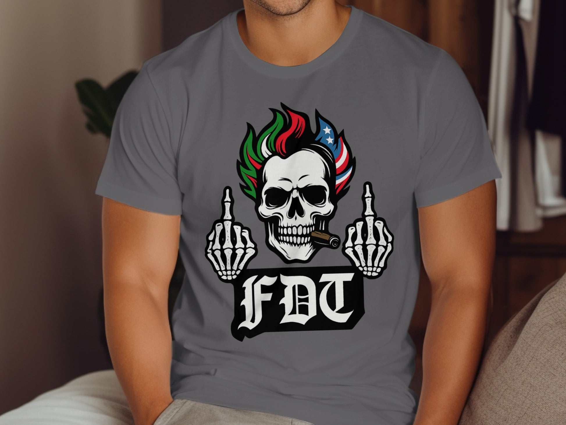 FDT Skull Design Graphic Printed Casual T-Shirt product
