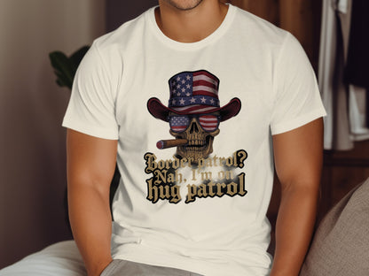 Patriotic Skull Wearing Hat with USA Flag Cool T-Shirt