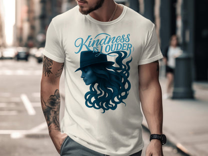 Kindness Is Louder Blue Hat Design T-Shirt