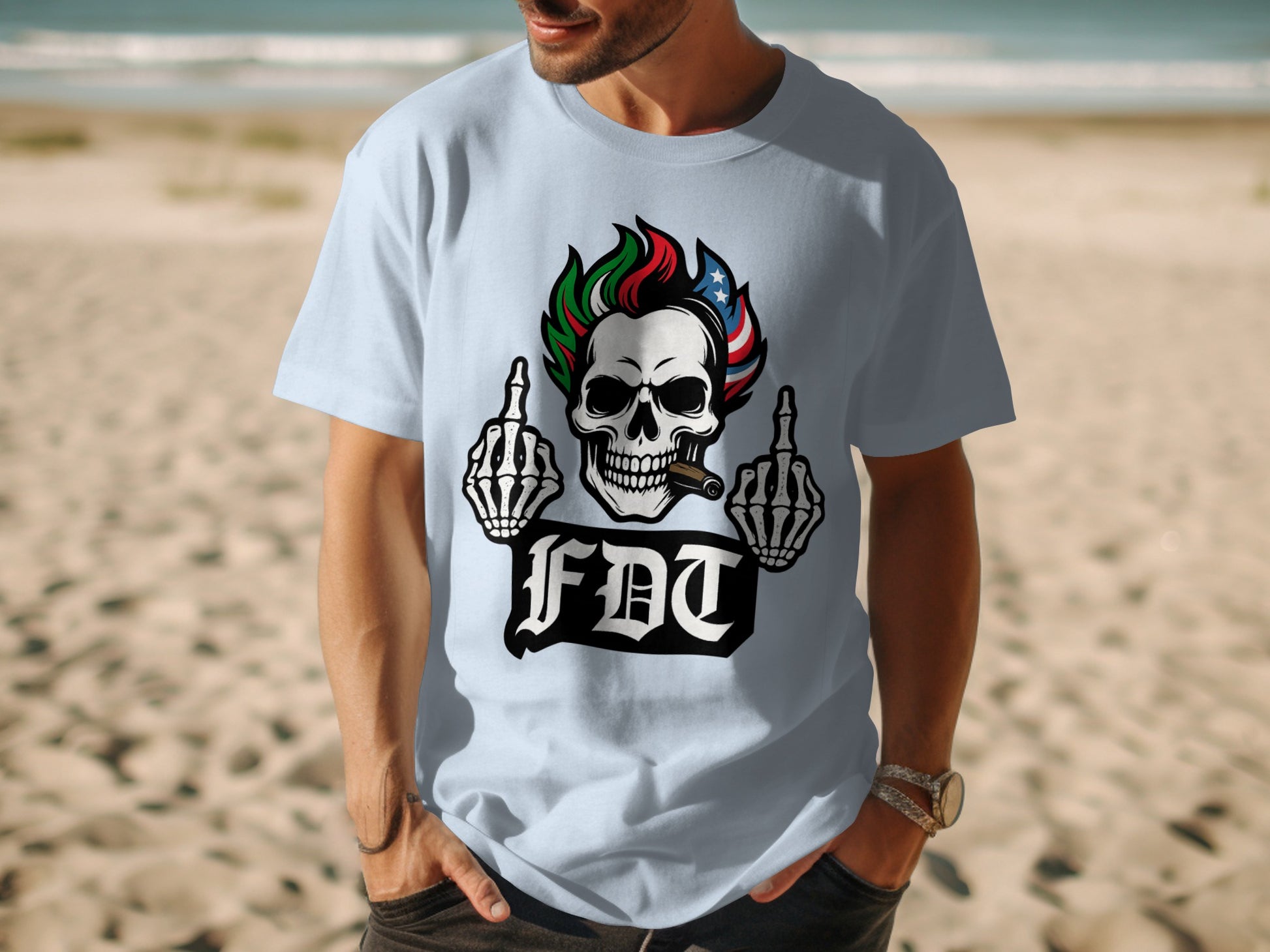 Skull Face Design Casual Beach Style T-shirt product