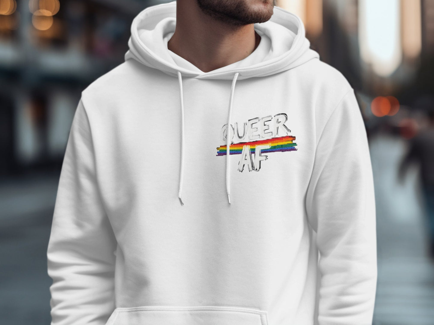 Queer AF Rainbow Pride Statement Hoodie product