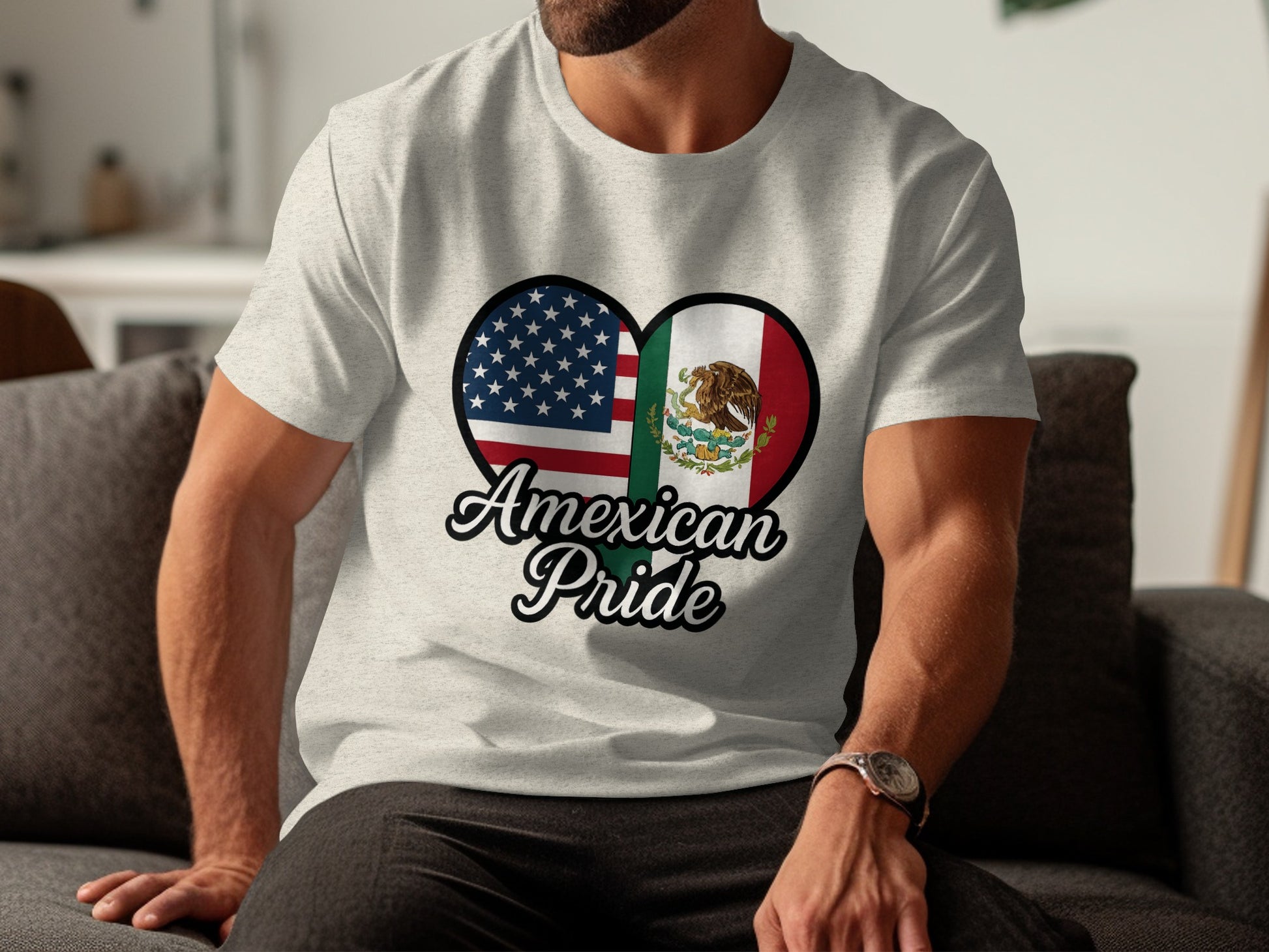 American Mexican Pride Heart Flag Graphic T-shirt product