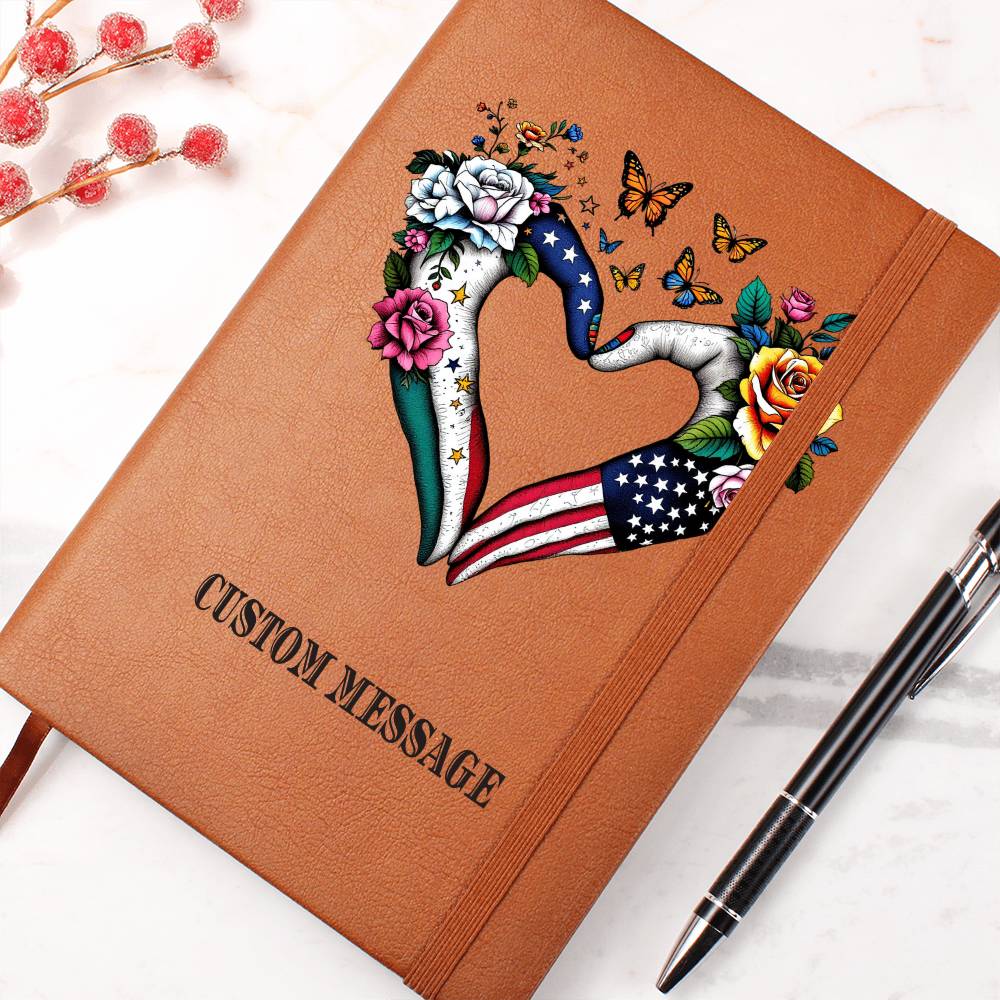 Heart USA MEXICO Gift Journal Gift Unique Graphic Vegan Leather Journal - Personalized Gift